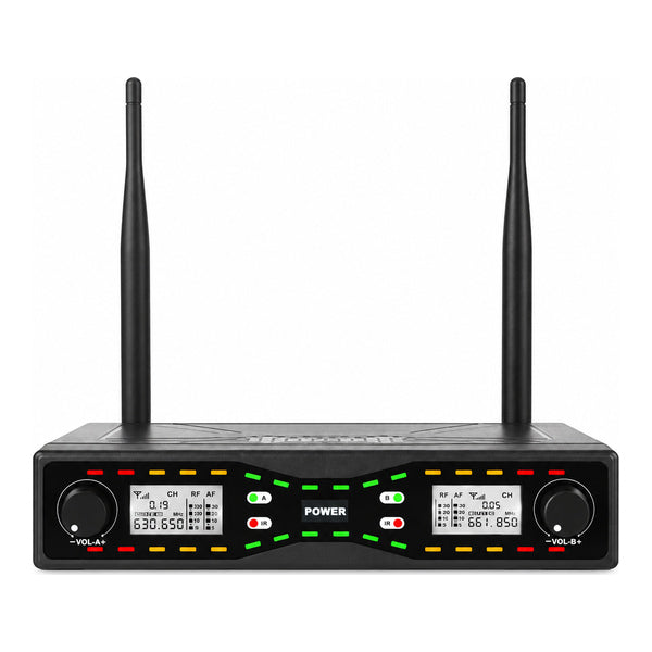 Sistema de 2 Micrófonos Inalámbricos UHF Audio Pro AP02121 Alcance 50 m 640-690 MHz