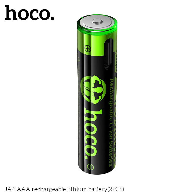 Pack 2 Pilas Recargables AAA Hoco Ja3 Tipo C + Cable Dual Negro – imagen 5