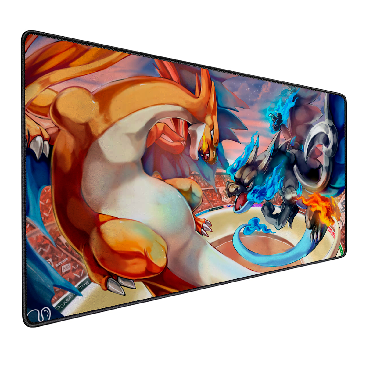 Mousepad Gamer Antideslizante 90x40 Diseño Pokemon Charizard vs Megacharizard