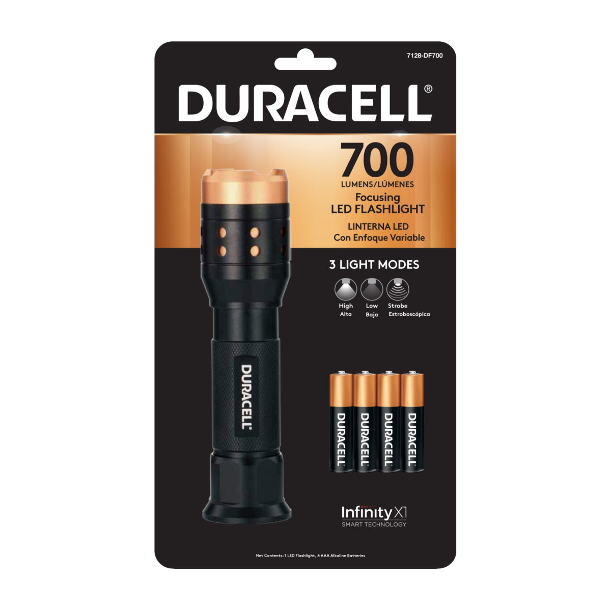 Linterna Duracell 700 Lumenes Con 4 Pilas AAA Negro – imagen 5