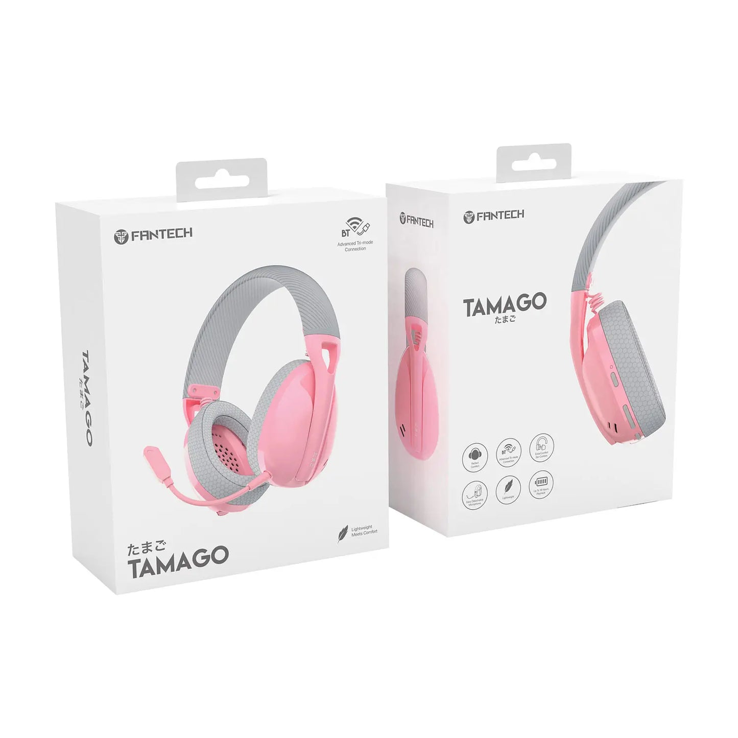 Audífonos Gamer Fantech Inalambricos WHG01 Tamago Rosa – imagen 3