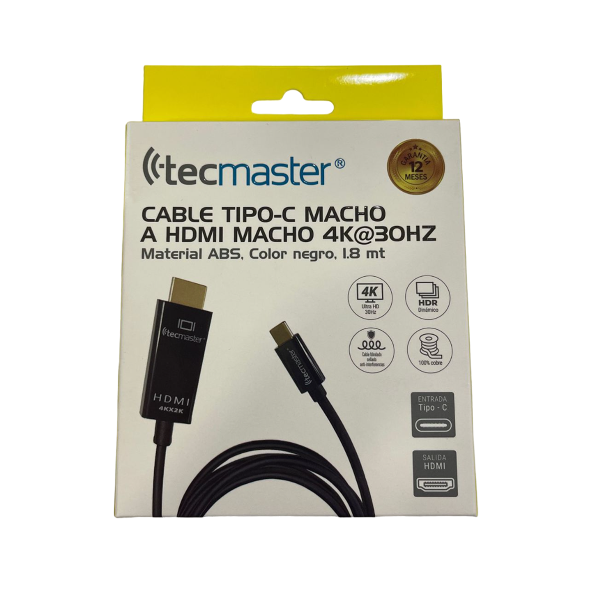 Cable Adaptador Tipo C a Hdmi 1.8 4k Metros Pc Smartphone Negro – imagen 4
