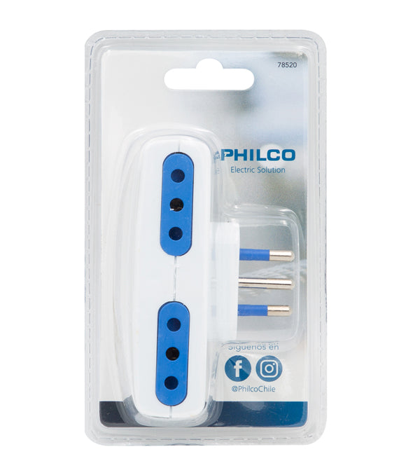 Enchufe Cuadruple Philco 2p + T 10a 250v Blanco – imagen 2