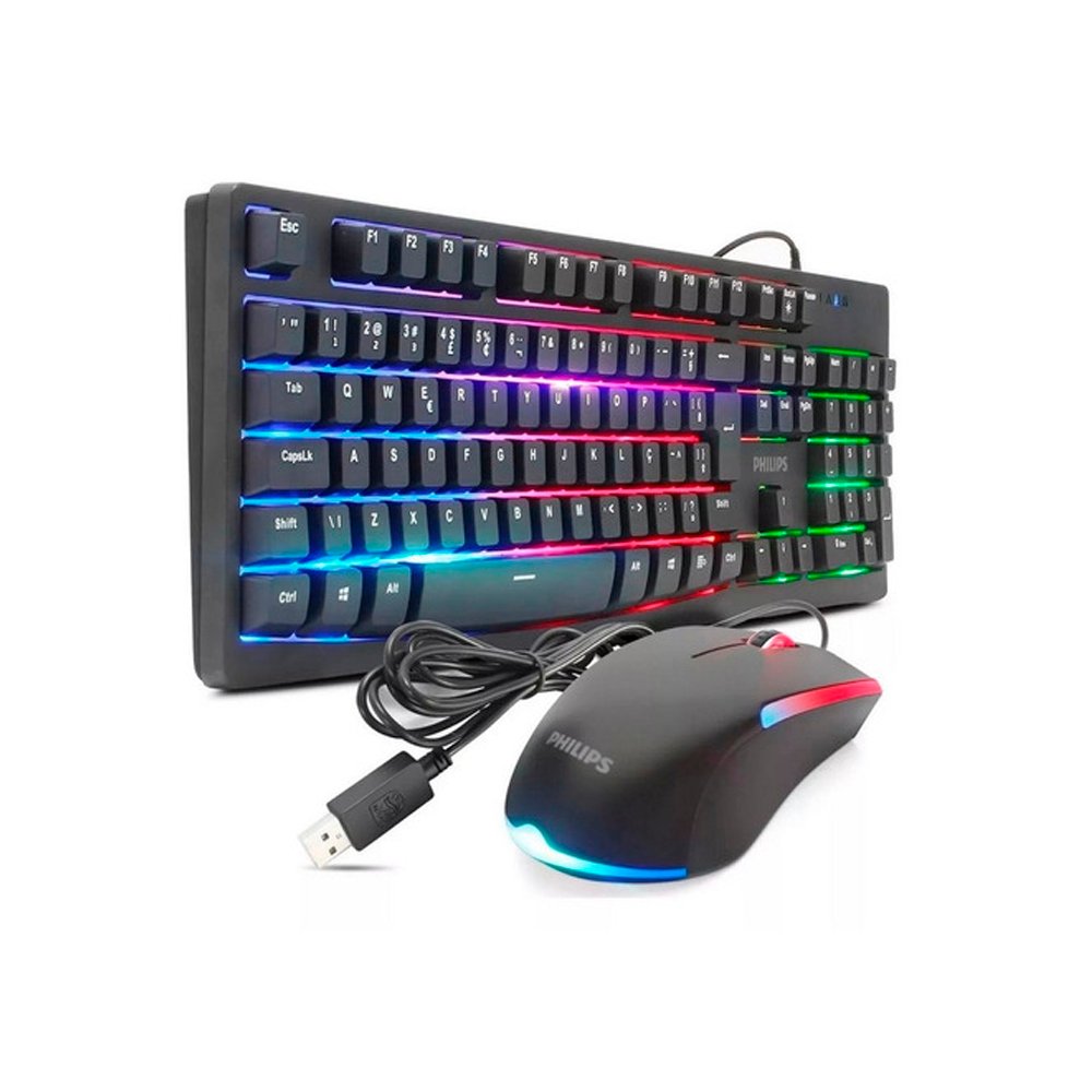 Combo Kit Gamer Teclado y Mouse Philips Iluminado C214bk Negro – imagen 2