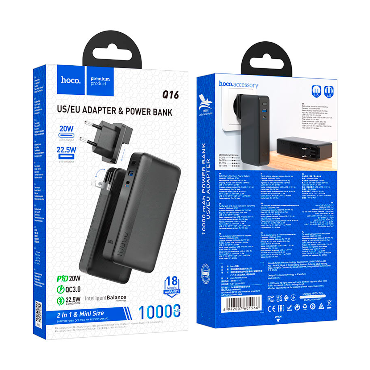 Powerbank Carga Rapida Hoco Q16 10000 Mah 22,5w Negro – imagen 2