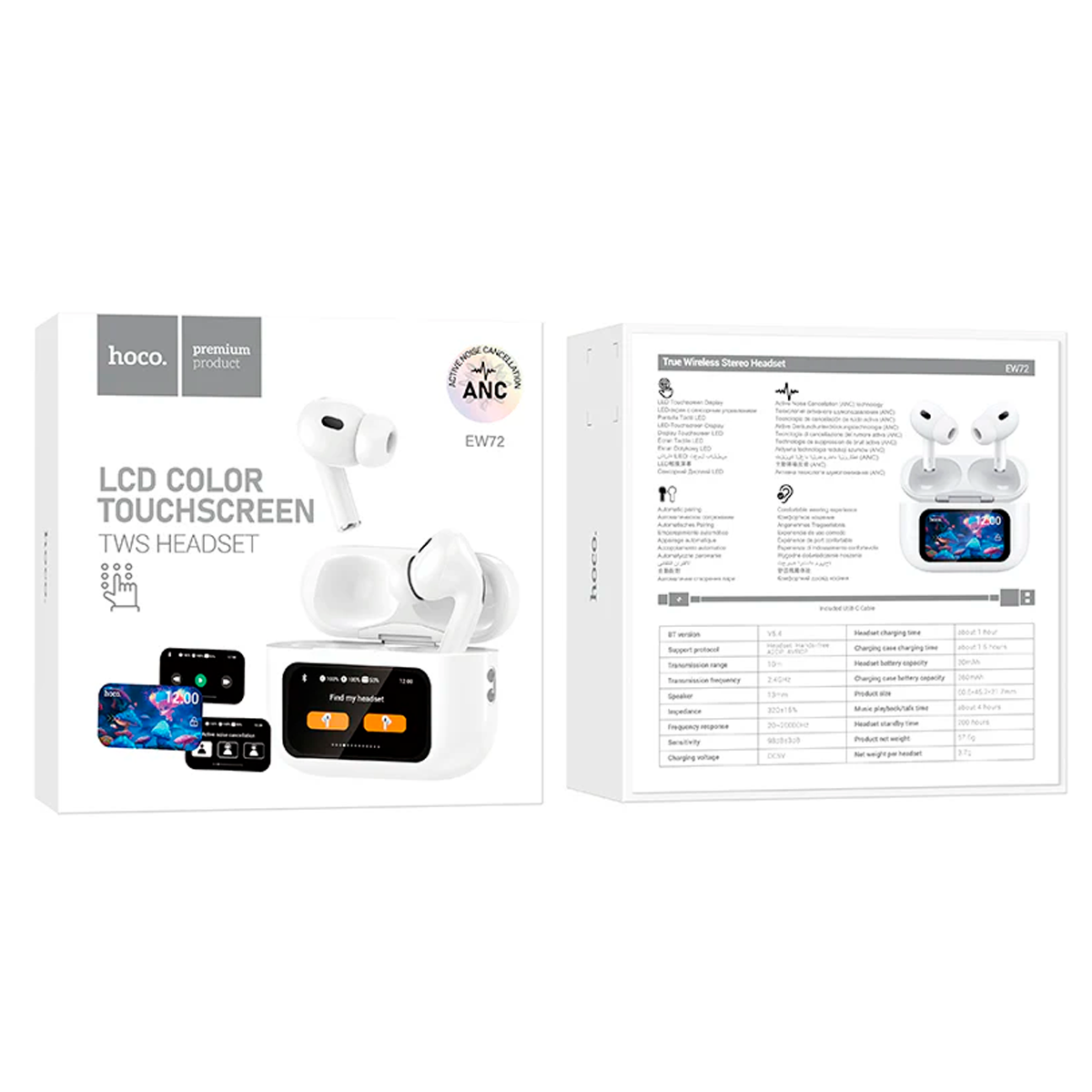 Audífonos Bluetooth Hoco Ew72 In Ear Anc Blanco – imagen 2