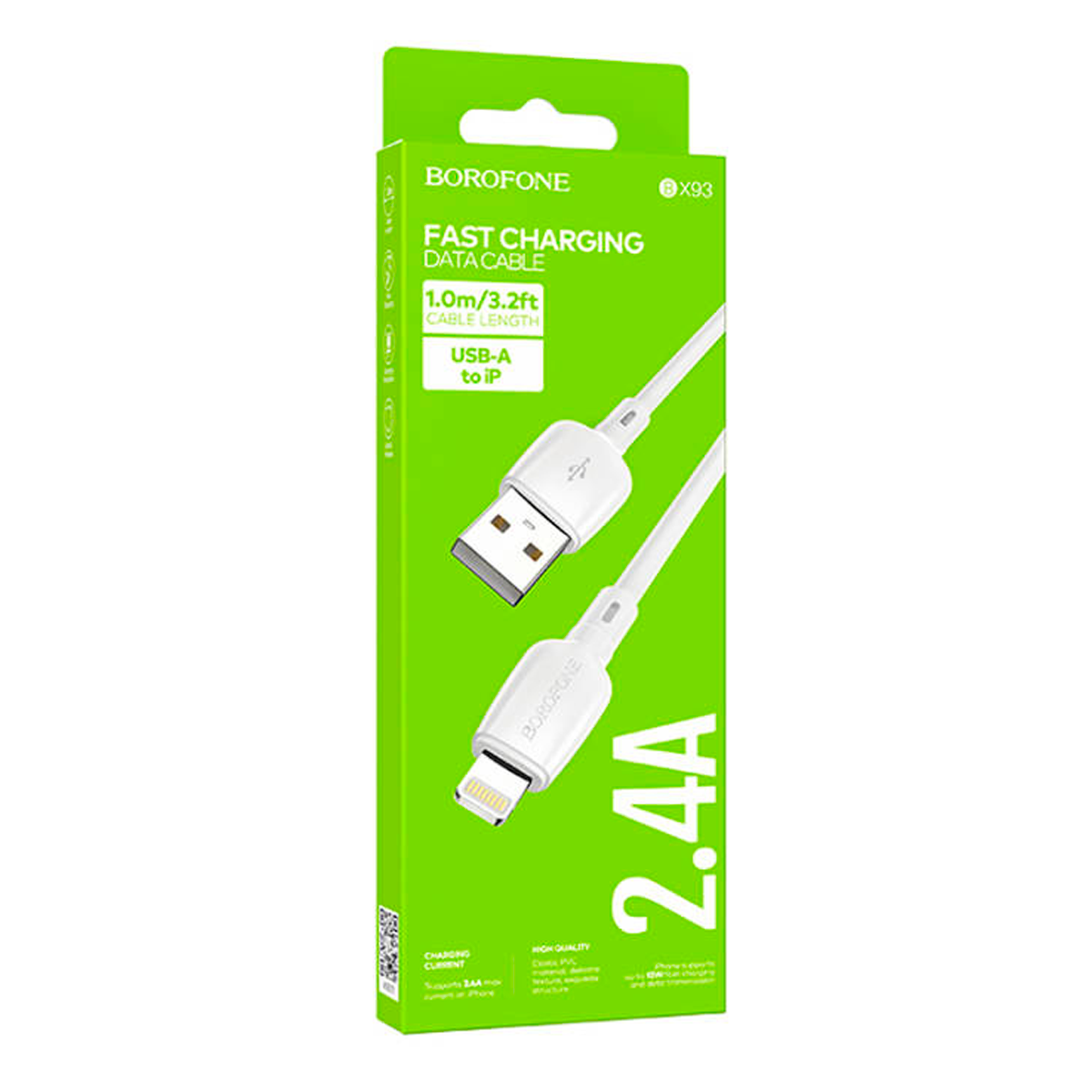 Cable Usb a Lightning 2.4a Hoco Bx93 Blanco – imagen 2