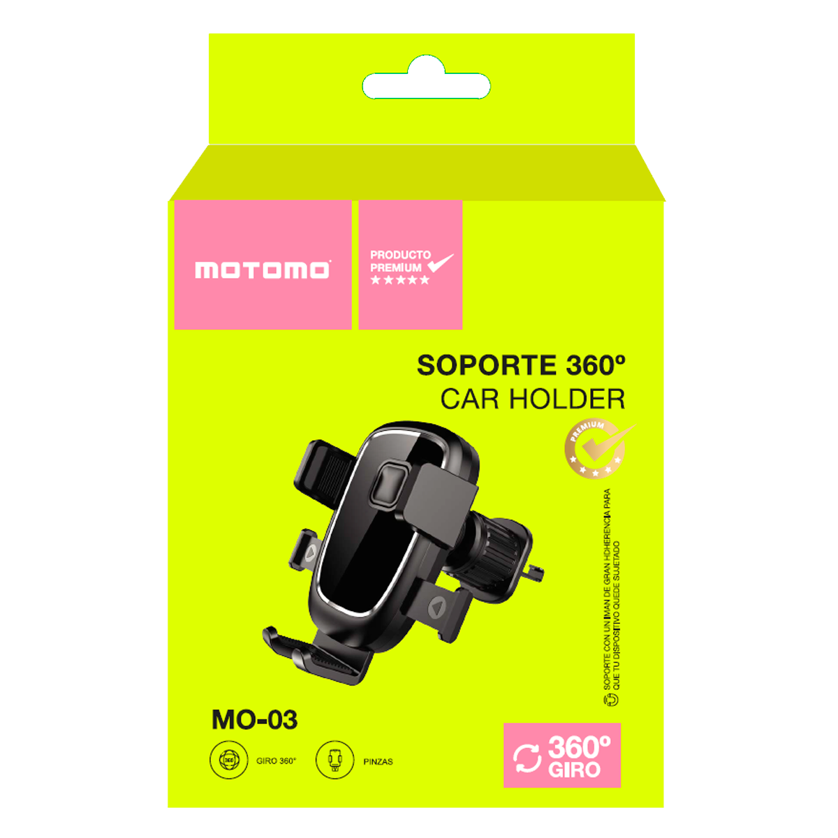 Soporte Auto Giro 360 Motomo Mo-03 Negro – imagen 2