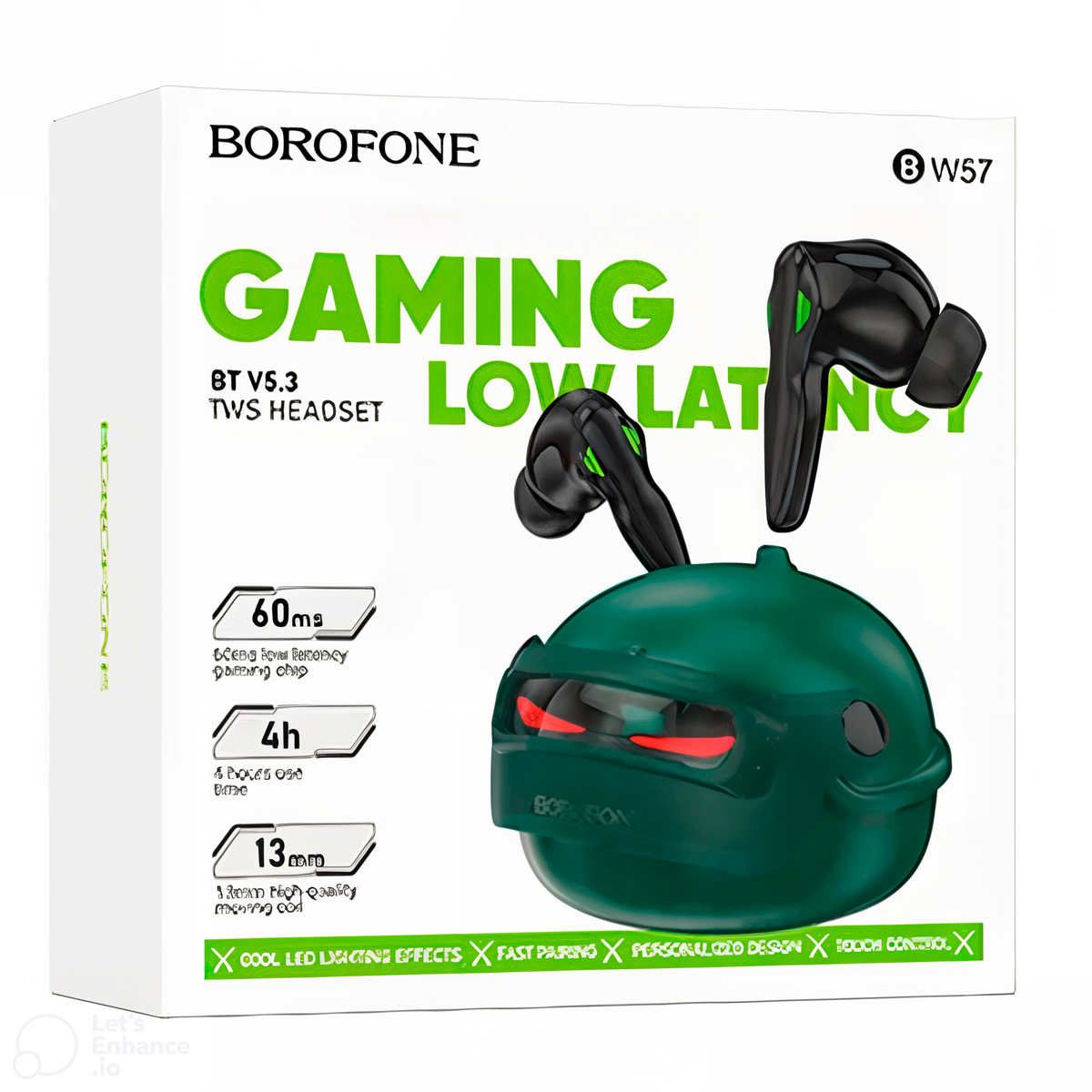 Audifonos Gamer Bluetooth Borofone In Ear Bw57 Verde – imagen 2