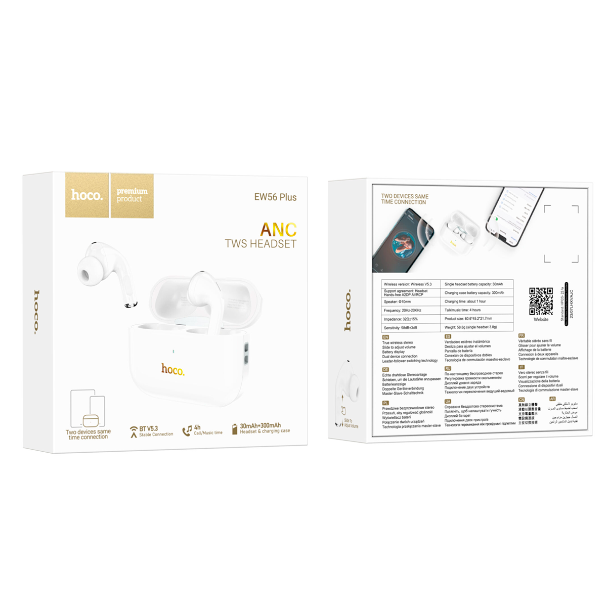 Audífonos Bluetooth Hoco Ew56 Plus In Ear Blanco – imagen 2
