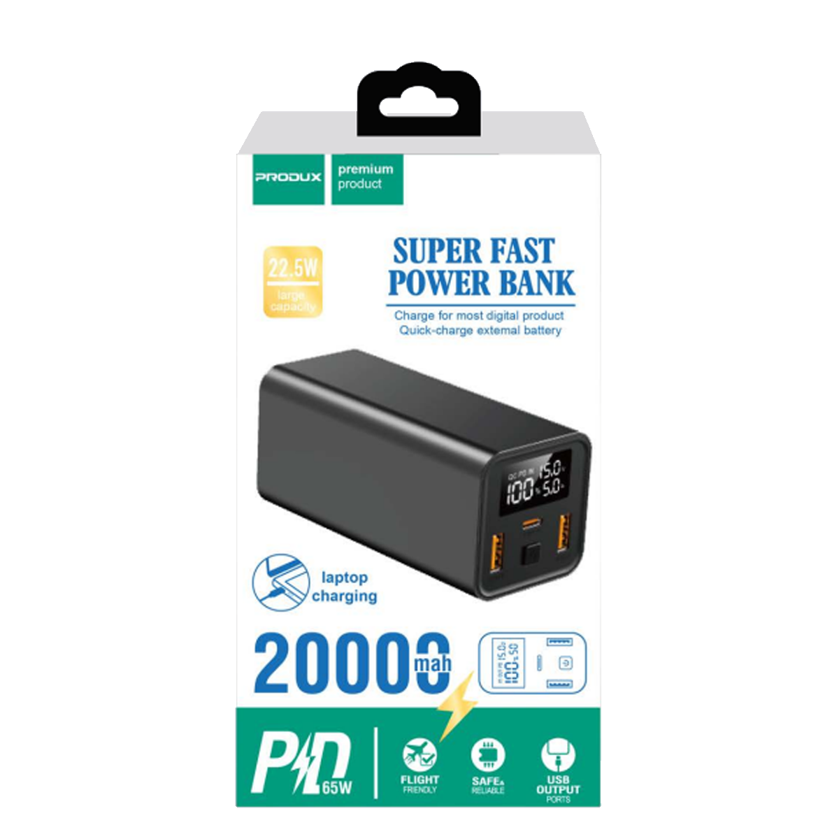 Bateria Portatil Powerbank Produx 20.000mAh 65w Negro – imagen 2