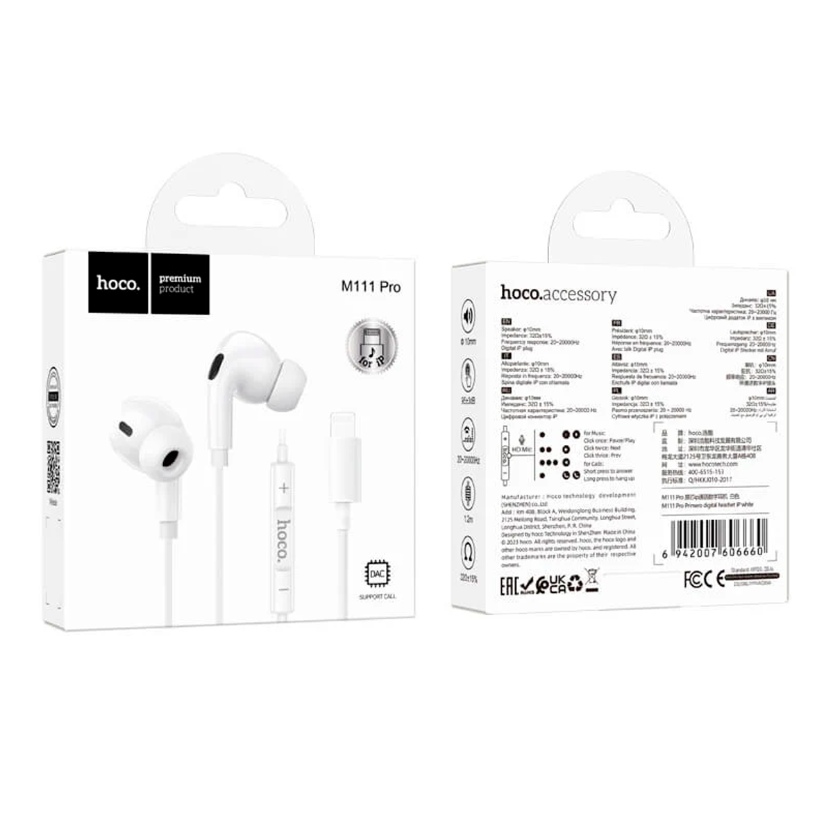 Audífonos Hoco M111 Pro Lightning In Ear Blanco – imagen 2