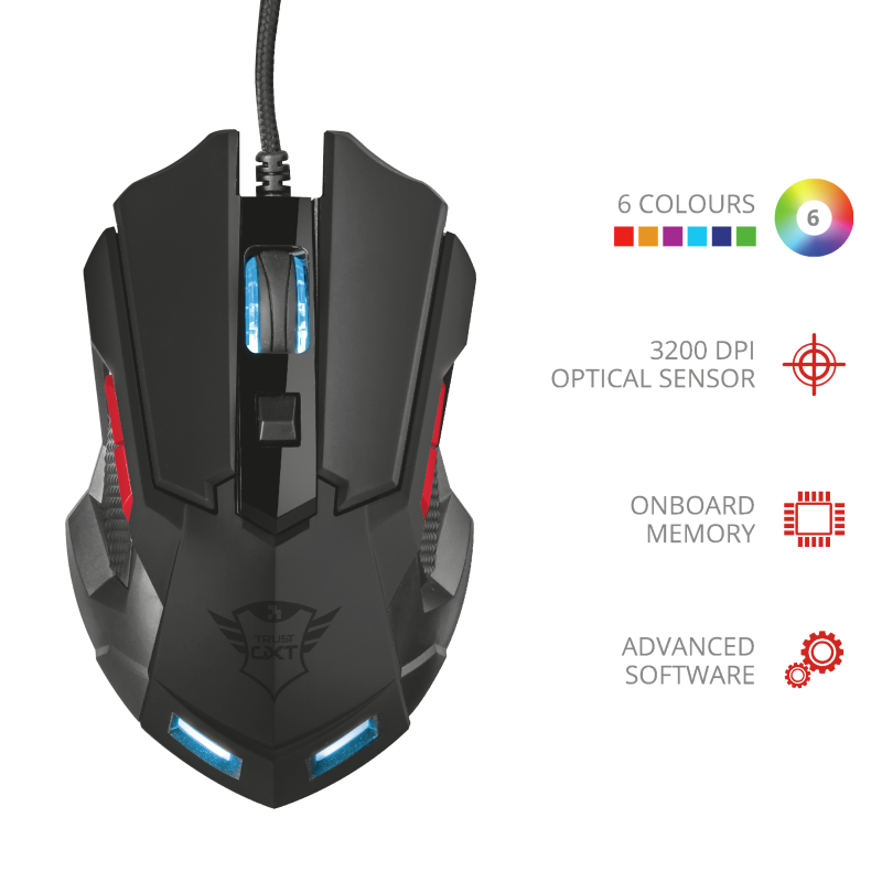 Mouse Gamer Trust Gxt 148 Orna Optico Negro – imagen 5