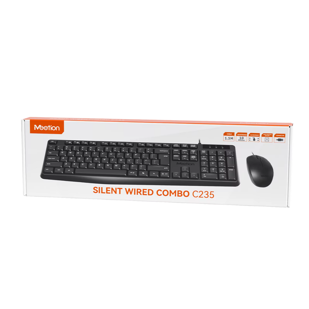 Kit Teclado + Mouse Alámbrico Meetion MT-C235 Silencioso Negro - vista 3