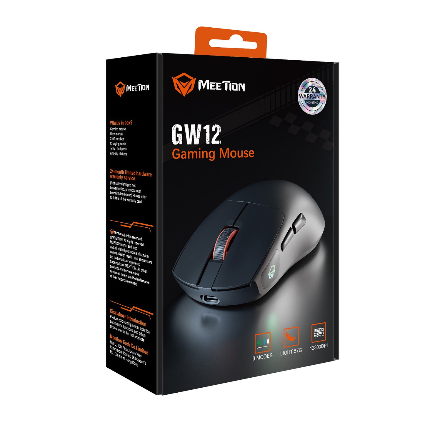 Mouse Gamer Meetion GW12 Triple Conexión 12800 DPI Recargable Negro - vista 3