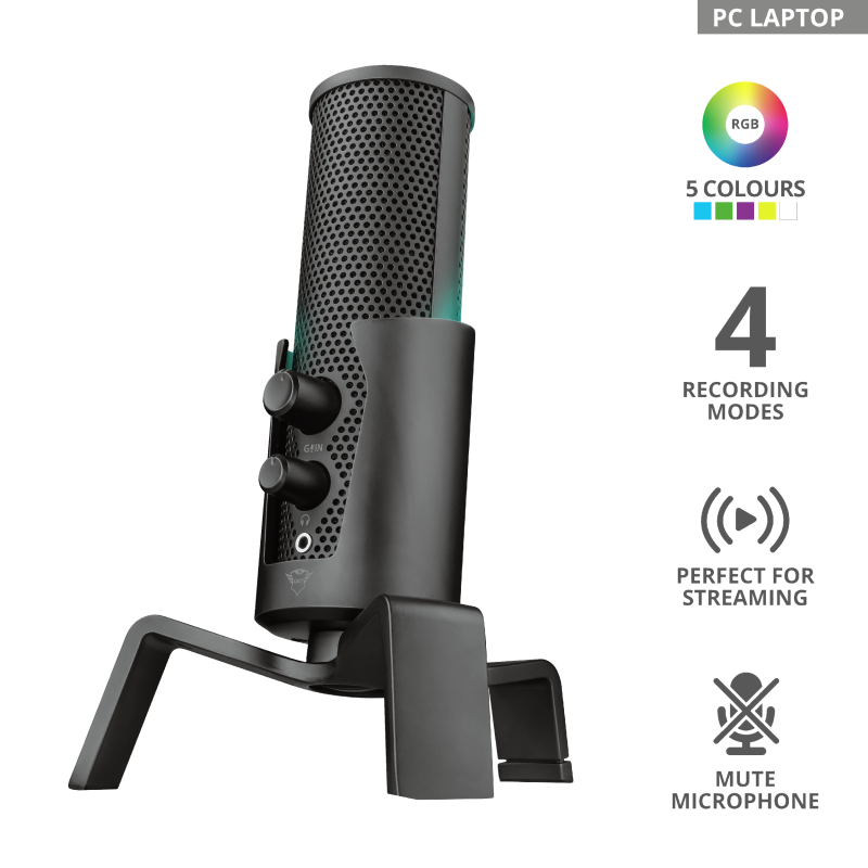 Microfono Gamer Streaming Trust Fyru Gxt 258 Negro – imagen 4