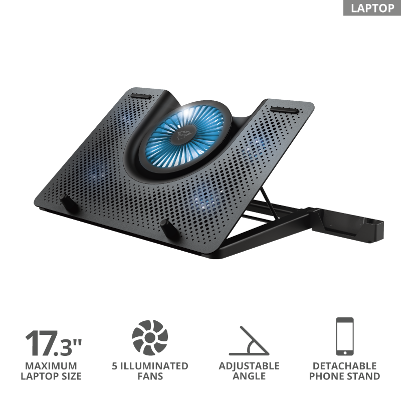 Base Notebook Enfriador Ventilador 17 Pulgadas Trust Gxt 1125 Quno Negro – imagen 4