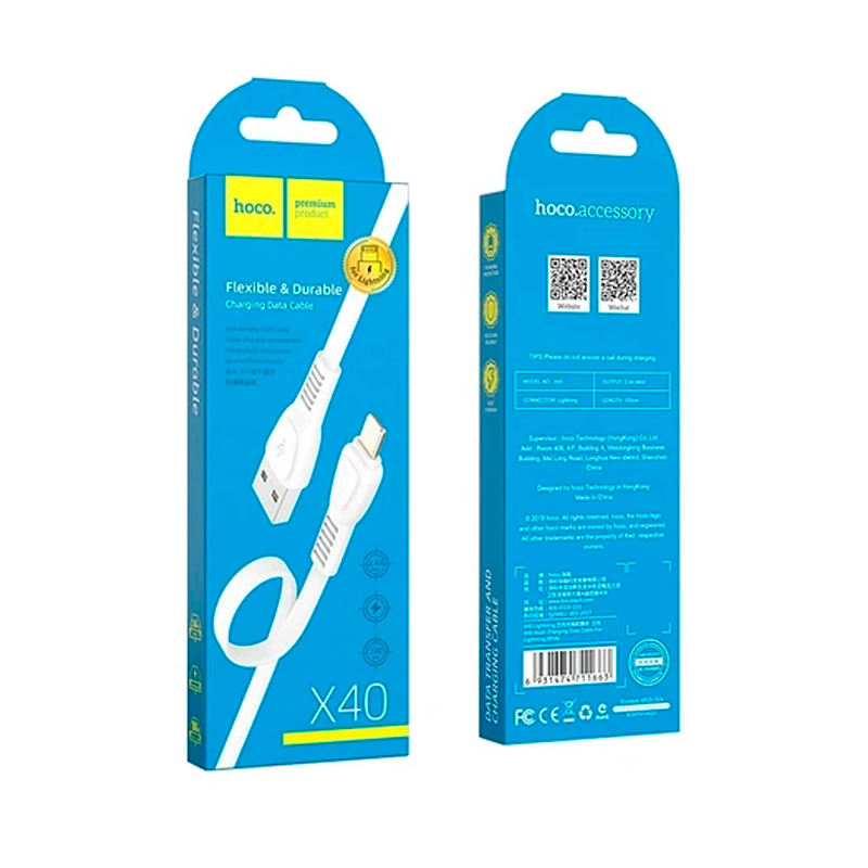 Cable Usb a Lightning Hoco X40 1 Metro Blanco – imagen 3