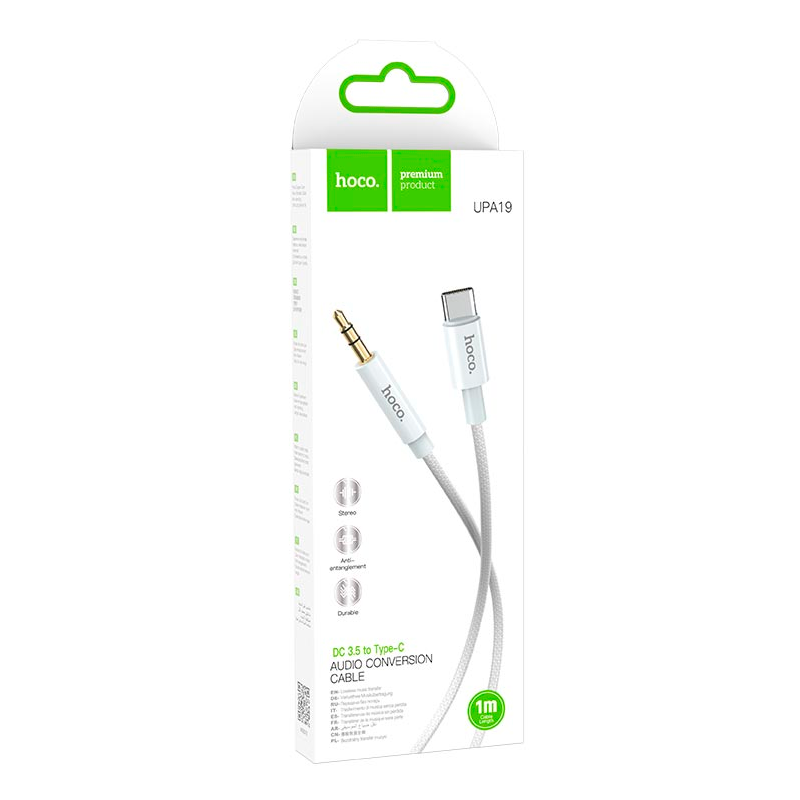 Cable Tipo C a Aux 3.5mm Hoco Upa19 1 Metro Blanco – imagen 3