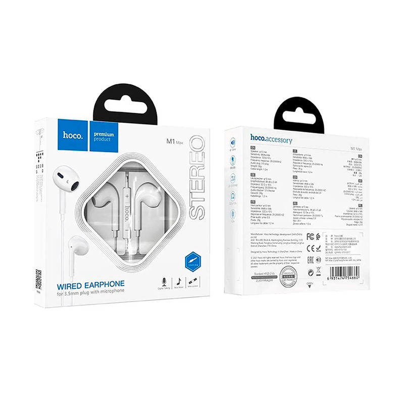 Audífonos In Ear Hoco M101 Max 3.5mm Crystal Blanco – imagen 3