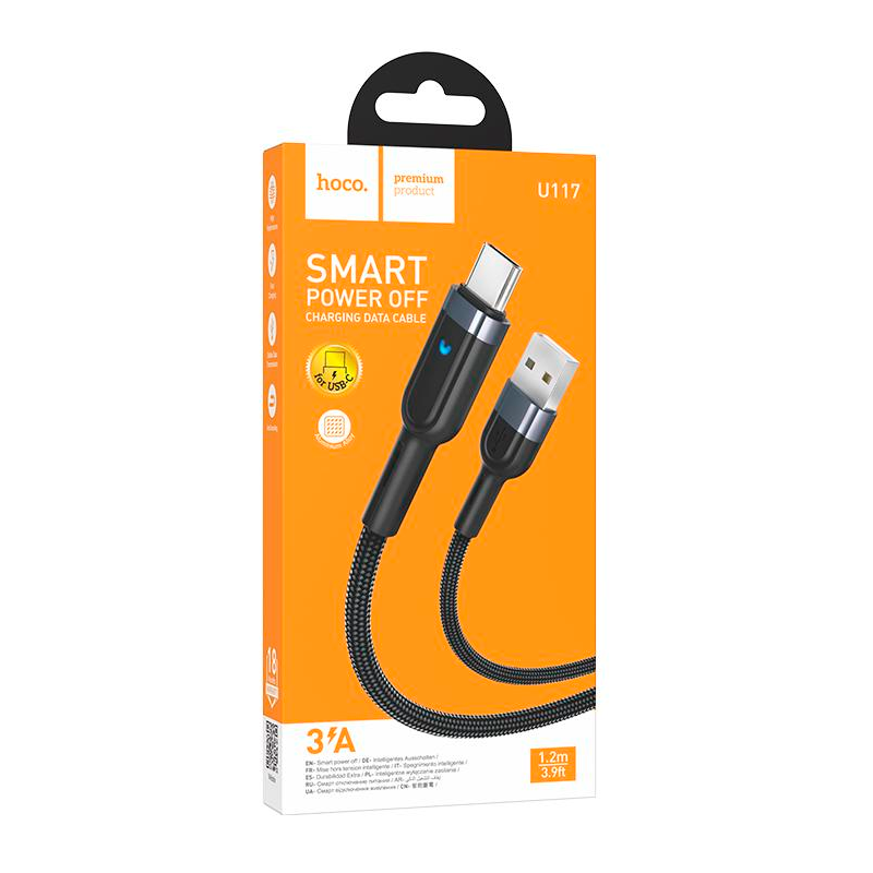 Cable Usb A Tipo C Hoco U117 Grand 1 Metro Negro – imagen 3