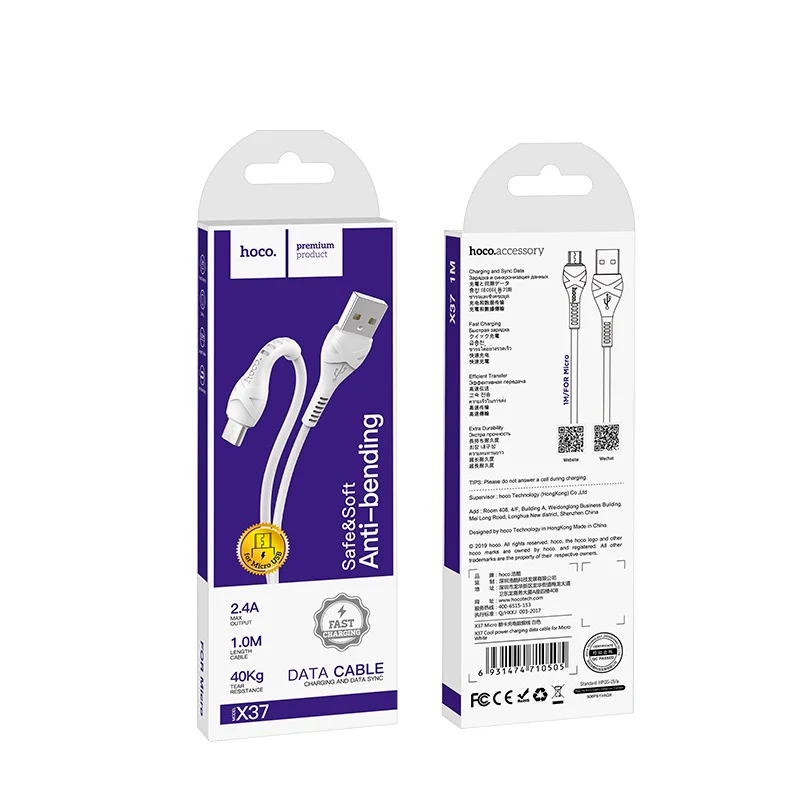 Cable Usb A Micro Usb Hoco X37 Cool 1 Metro Blanco – imagen 3