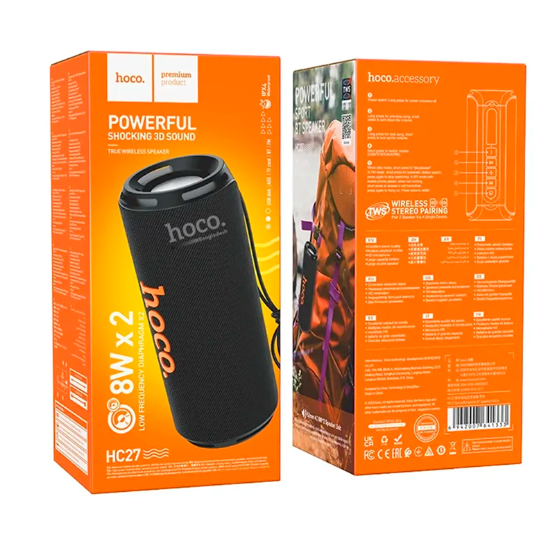 Parlante Bluetooth Hoco Hc27 Soundful Fm Tf Tws Negro – imagen 3