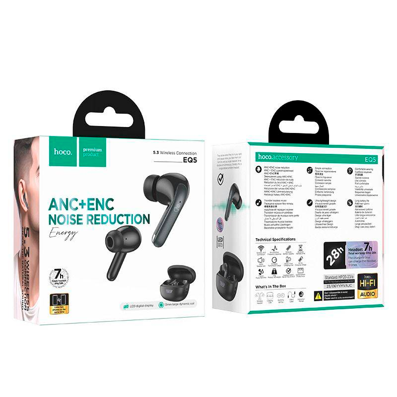 Audífonos Bluetooth In Ear Hoco Eq5 Anc + enc Negro – imagen 3