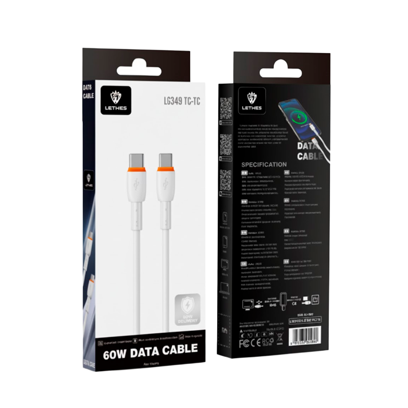 Cable Tipo C aTipo C Lenyes Lc545 1 Metro 60w Blanco – imagen 3