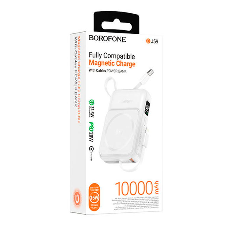 Powerbank Carga Rapida Magnetica Borofone Bj59 10000 Mah Blanco – imagen 3