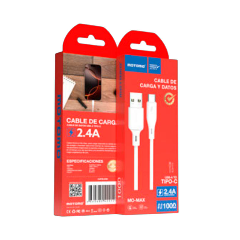 Cable Usb a Tipo C 2.4a 1 Metro Motomo Blanco – imagen 3