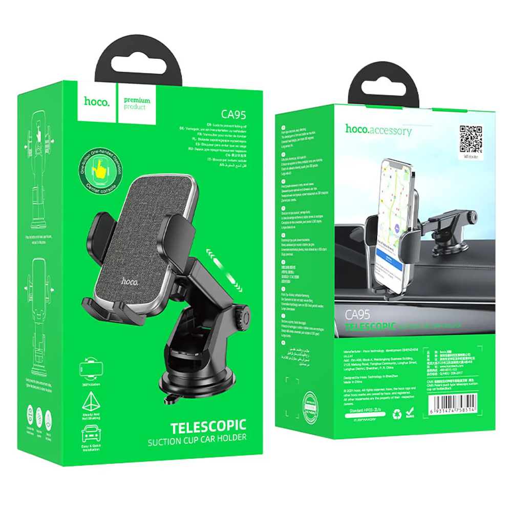 Soporte De Auto Tablero Parabrisas Hoco Ca95 Negro – imagen 3
