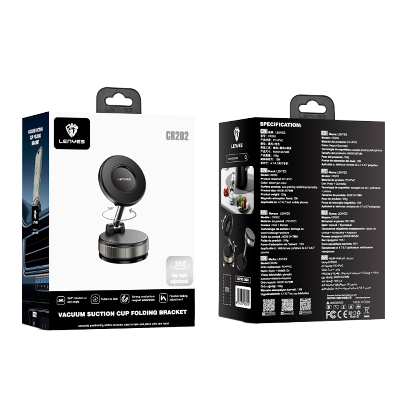 Soporte Magnetico Suction Cup Smartphone Lenyes Cr202 Negro – imagen 3
