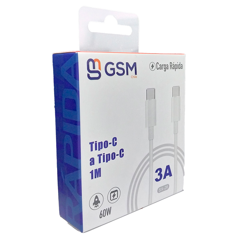 Cable Tipo C a Tipo C Gsm Sx-26 60w Blanco – imagen 3