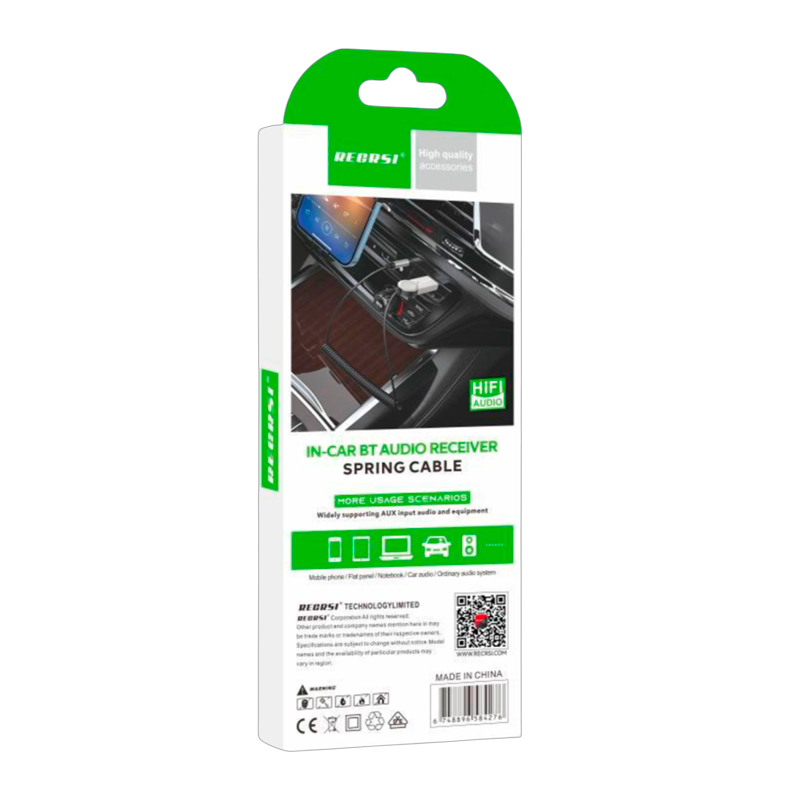 Receptor Bluetooth Auto Recrsi Aux-10 Usb a 3.5mm Gris – imagen 3
