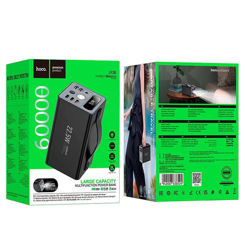 Powerbank Carga Rapida Hoco J138 Distant 60000 Mah Negro – imagen 3
