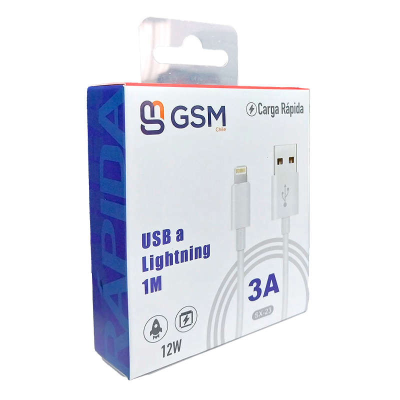 Cable Usb a Lightning Gsm Sx-23 12w Blanco – imagen 3