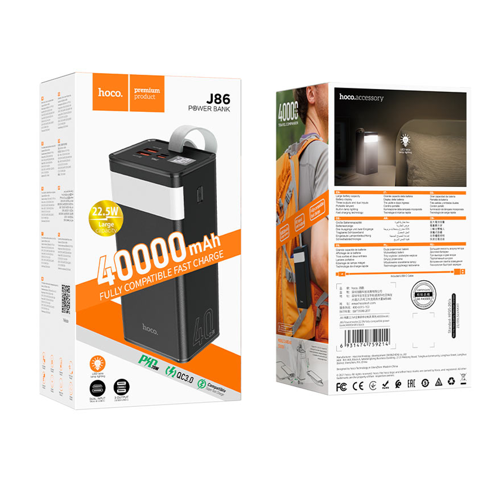 Powerbank Carga Rapida Hoco J86 40000 Mah 22.5w Negro – imagen 3