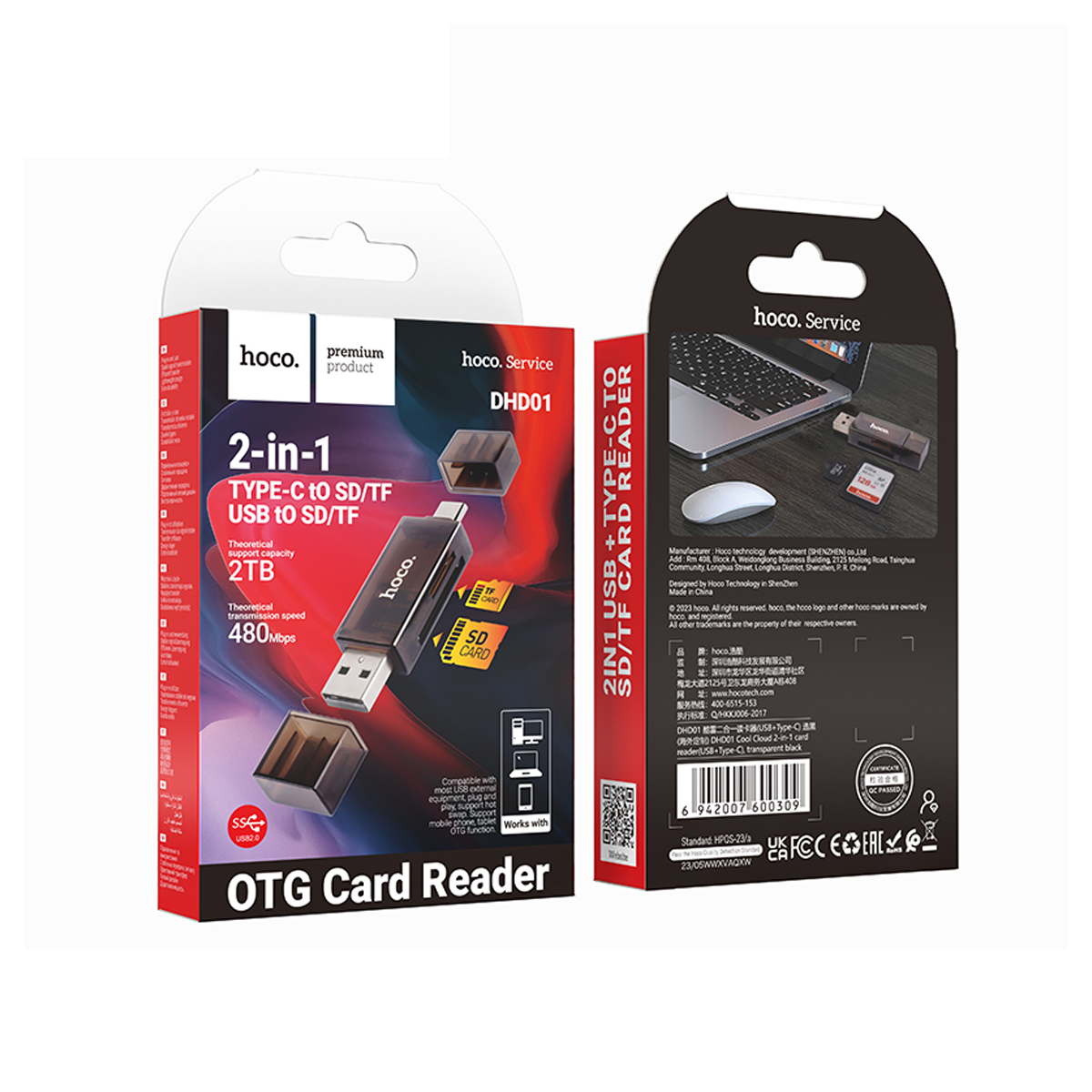 Lector De Memoria Sd Y Micro Sd Usb Y Tipo C 3.0 Hoco Dhd01 – imagen 3