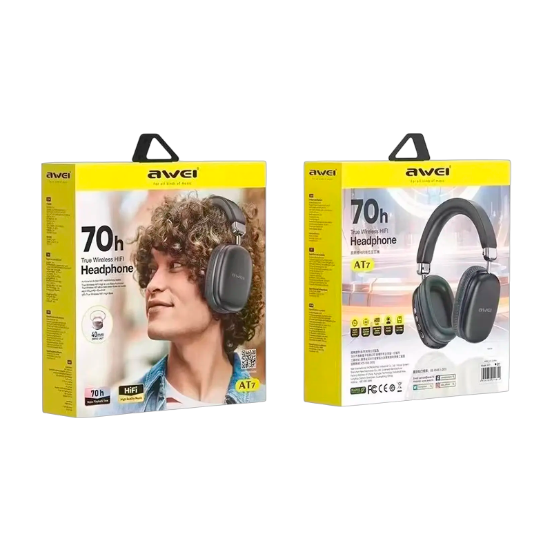 Audífonos Bluetooth Headset Awei At7 Negro – imagen 3