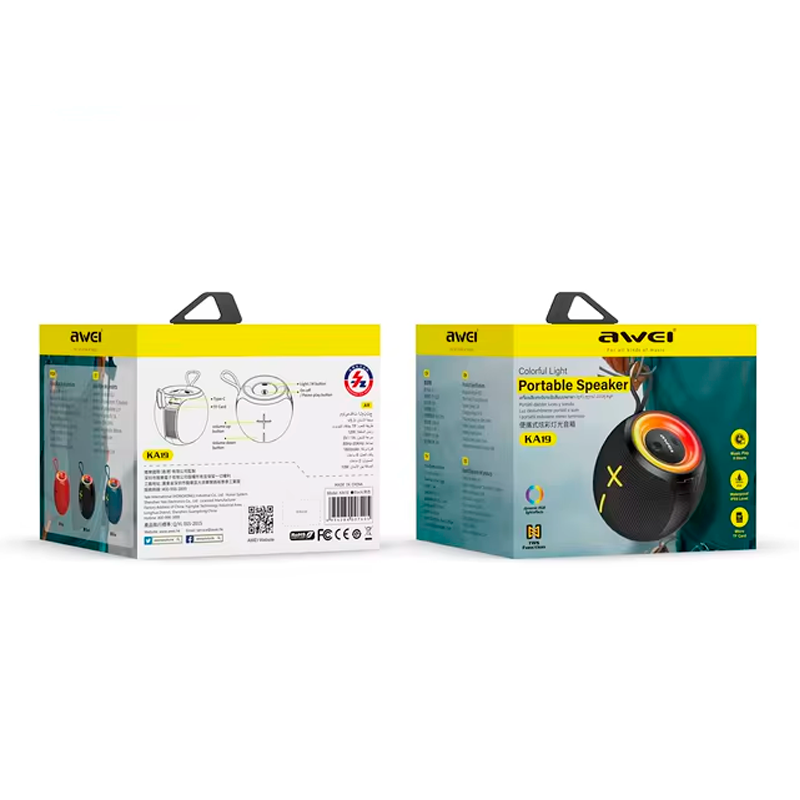 Parlante Bluetooth Awei Ka19 12w Rgb Negro – imagen 3