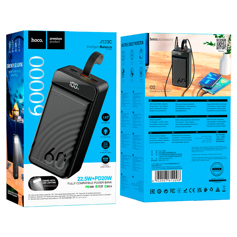 Bateria Portatil Powerbank Hoco J123c Element 60.000 Mah Negro – imagen 3