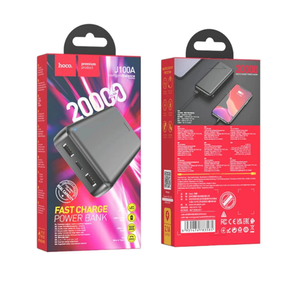 Bateria Portatil Powerbank Hoco J100a 20.000 Mah Negro – imagen 3
