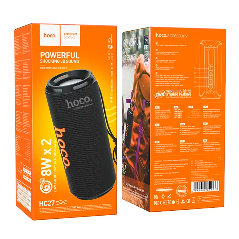 Parlante Bluetooth Hoco Hc27 Fm Tf Usb Tws Negro – imagen 3