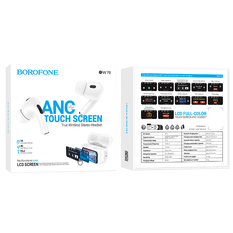 Audífonos In Ear Bluetooth Borofone Bw76 Anc Brocade Blanco – imagen 3