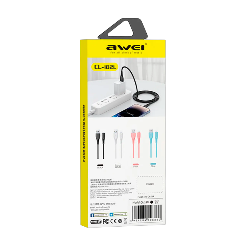Cable Usb a Lightning Awei CL-182l Blanco – imagen 3