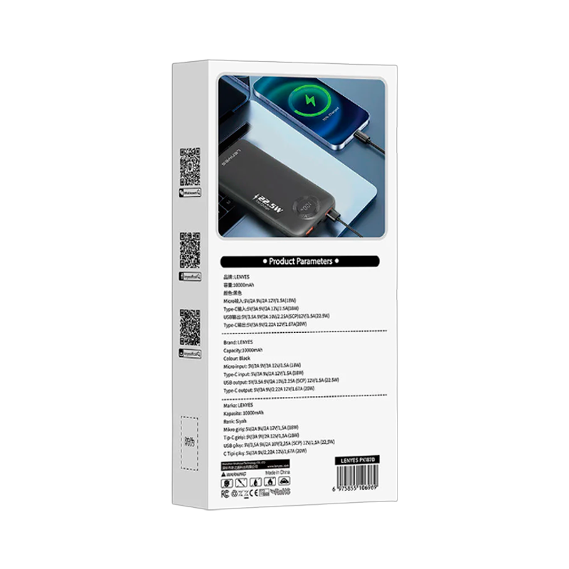 Powerbank Carga Rapida Lenyes Px187D 10000 Mah Negro – imagen 3