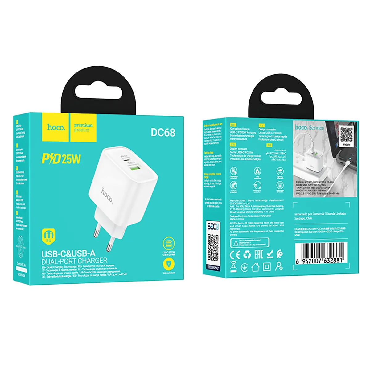 Cargador Carga Rapida Hoco Dc68 25w Qc 3.0 Blanco – imagen 3
