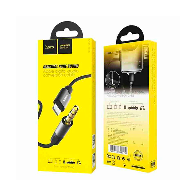 Cable Auxiliar 3.5 a Lightning Hoco Upa13 Negro – imagen 3