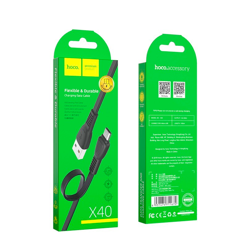 Cable Usb a Micro Usb Hoco X40 1 Metro Negro – imagen 3